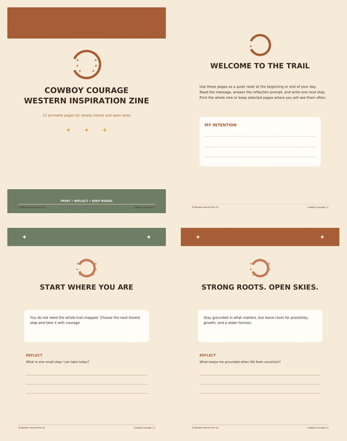 Cowboy Courage 12-page printable Western inspiration zine preview
