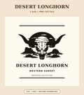 Desert Longhorn skull and sunset SVG and PNG cut file