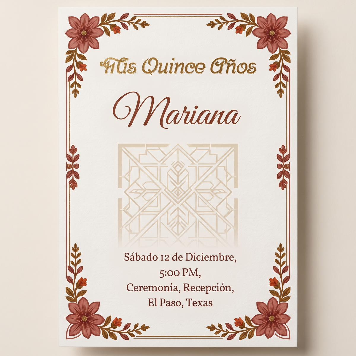 Dusty Rose Ranch bilingual Quinceañera invitation suite and event website Canva templates