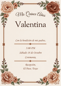 Floral Elegance editable Quinceañera invitation template