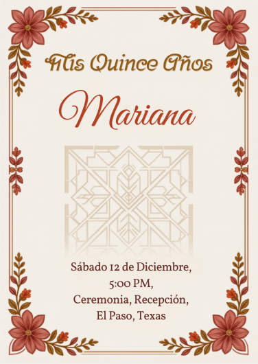 Modern Fiesta Elegance editable Quinceañera invitation template