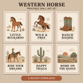Western Horse Printable Wall Art Set with six nursery designs