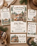 Woodland cowboy editable baby shower invitation bundle preview